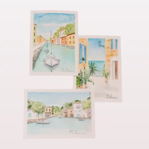 Postales pintadas a mano motivos mediterráneos