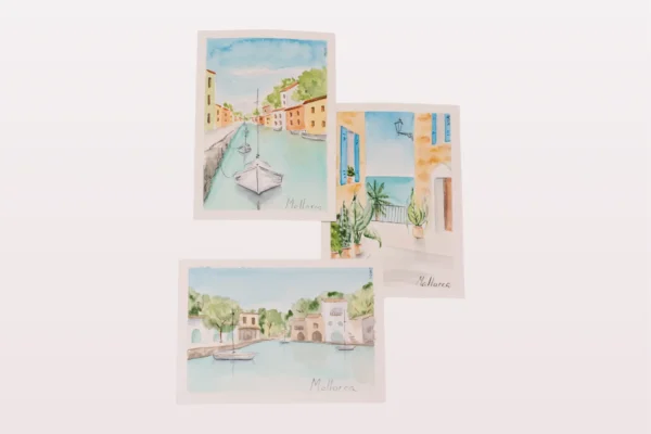 Postales pintadas a mano motivos mediterráneos
